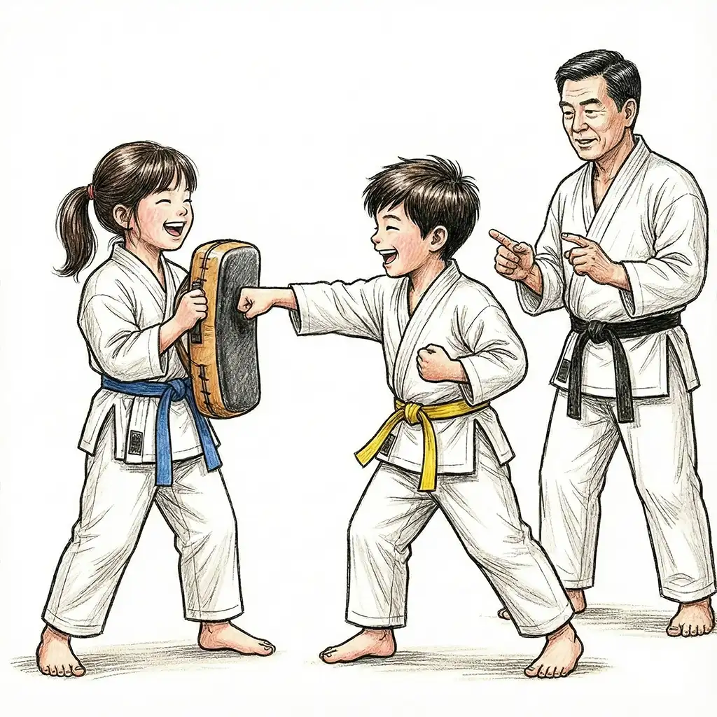 karate partner drills kids friendship